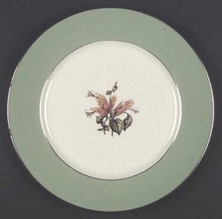 Flintridge Sarita (Rim) Dinner Plate, Fine China Dinnerware   Sage Green Band, R