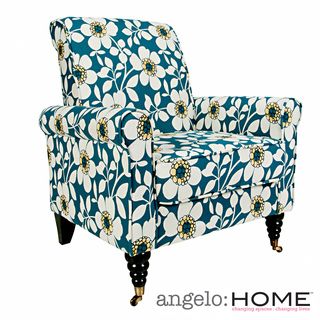 Angelohome Harlow Juniper Dusk Blue Modern Flower Arm Chair