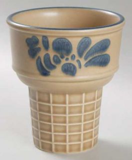 Pfaltzgraff Folk Art Ice Cream Cone Shaped Dish, Fine China Dinnerware   Blue Fl