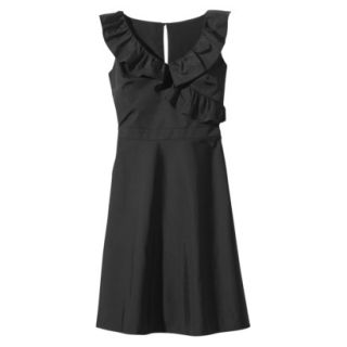 TEVOLIO Womens Plus Size Taffeta V Neck Ruffle Dress   Ebony   28W