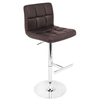 Lager Brown Modern Bar Stool (BrownMaterials PU foam, chromeHardware finish Chrome base, pole, footrestNumber of stools OneSeat height Adjusts from 25 to 33 inchesFeatures 360 degree swivel, extra padded seat, adjustable height from counter to barOve