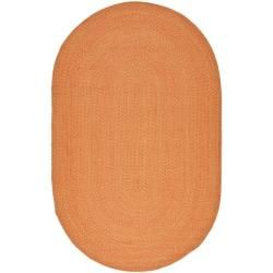 Hand woven Reversible Peach/ Yellow Braided Rug (3 X 5 Oval)