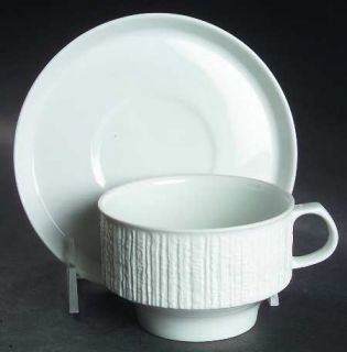 Thomas Arcta White Flat Cup & Saucer Set, Fine China Dinnerware   Arcta Shape,Al