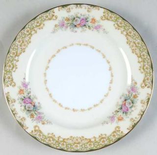 Noritake Sheila Bread & Butter Plate, Fine China Dinnerware   Green & Tan Edge,F