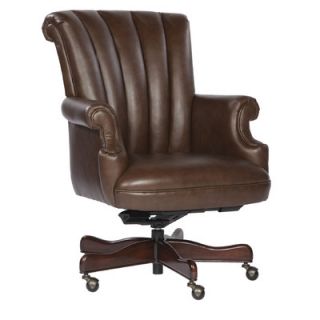 Hekman Ribbed Leather Executive Office Chair 7 9251X Color Coffee