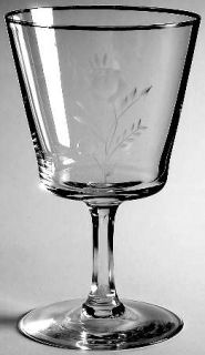 Unknown Crystal Unk6589 Water Goblet   Gray Cut Rose,Multisided,Platinum Trim