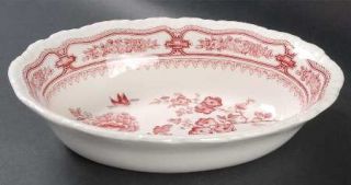 Masons Manchu Pink 9 Oval Vegetable Bowl, Fine China Dinnerware   Pink Floral,