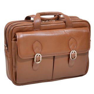 Mcklein Kenwood Brown Leather Double Compartment Laptop Case