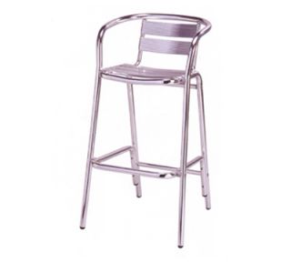 AAF Capri Patio Barstool w/ Metal Slat Back & Seat, Footrest, Aluminum