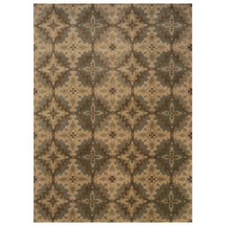 Traditional Panel Ivory/ Blue Rug (53 X 76)