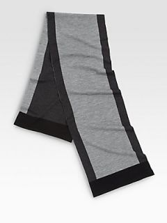 Portolano Striped Wool Scarf   Grey Black