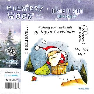Mullberry Wood EZmount Cling Stamp Set 4 3/4x4 3/4 dreams Of Santa