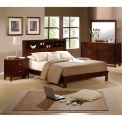 Sonata 4 piece Queen size Bedroom Set (Custom select hardwood, veneers, and mdfFinish Rich cherry finishSet features a display headboard and clean lines across all the case piecesBrushed silver hardwareDrawers feature metal drawer glides with built in st