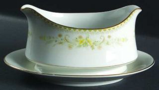 Mikasa Greenbriar Gravy Boat with Attached Underplate, Fine China Dinnerware   Y