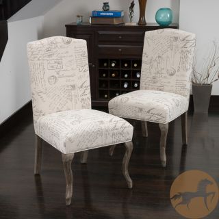 Christopher Knight Home Crown Top French Script Beige Fabric Dining Chair (set Of 2)