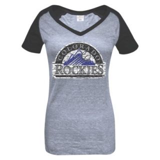 MLB Womens Colorado Rockies T Shirt   Grey/Navy (XL)