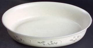 Pfaltzgraff Heirloom Oval Baker, Fine China Dinnerware   Gray&White Flowers,Scal
