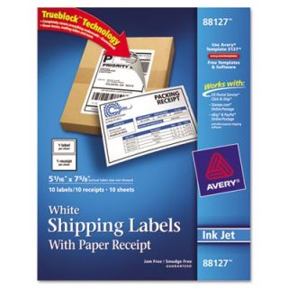 Avery Labels Shipping Labels with Paper Receipt, 5 1/16 x 7 5/8, White (88127)