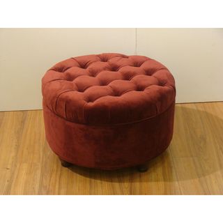 Button Tufted Velvet Berry Round Storage Ottoman (Solid woodUpholstery materials FabricUpholstery color Berry velvetUpholstery fill FoamDimension 25 inches in diameter x 15 inches high )
