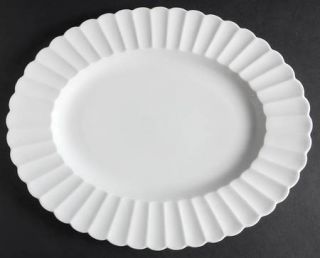 Susie Cooper White Flute 13 Oval Serving Platter, Fine China Dinnerware   White