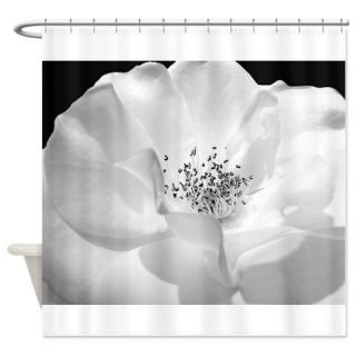  White Rose BW Macro Shower Curtain  Use code FREECART at Checkout