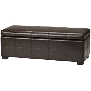 Safavieh Madison Brown Bicast Leather/wood Storage Bench (BrownMaterials WoodUpholstery Bicast LeatherIndoor/outdoor IndoorDimensions 17 inches high x 47 inches wide x 18 inches deep )