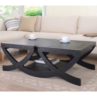 Furniture Of America Modern Black Single Shelf Coffee Table (MDF, veneersFinish BlackOverall dimensions 25.9 inches high x 47.2 inches wide x 16.7 inches deepAssembly required)