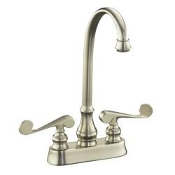 Kohler K 16112 4 bn Vibrant Brushed Nickel Revival Entertainment Sink Faucet With Scroll Lever Handles