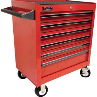 Homak Pro Series 27in. 6 Drawer Rolling Tool Cabinet   Red, 26 3/4in.W x 18in.D