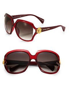 Alexander McQueen Square Plastic Sunglasses   Red