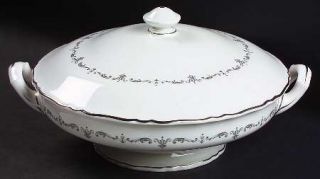 Royal Worcester Silver Chantilly Round Covered Vegetable, Fine China Dinnerware