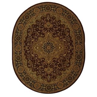 Handmade Heritage Tabriz Red/ Black Wool Rug (46 X 66 Oval) (RedPattern OrientalMeasures 0.625 inch thickTip We recommend the use of a non skid pad to keep the rug in place on smooth surfaces.All rug sizes are approximate. Due to the difference of monit