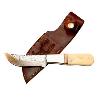 New Full Tang Damascus 8.5 inch Skinner Knife Bone Handle Series (Bone handle color Blade materials Damascus Handle materials Real bone handle Overall length 8.5 inchesBlade length 4 inches Handle length 4.5 inches Weight 16 ounces Dimensions 9 inc
