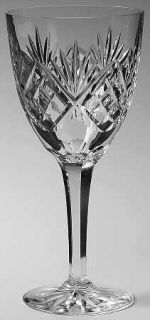 Kosta Boda Helga Tall Water Goblet   Clear,Cut Crisscross&Fan Design,No Trim