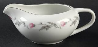 Empress (Japan) Thistle Creamer, Fine China Dinnerware   Pink Flowers, Gray Leav