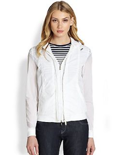 Armani Collezioni Stretch Nylon Double Zip Jacket   Solid White