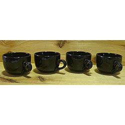 Gloss Black 22 oz Jumbo Ceramic Coffee/ Tea Mugs (set Of 4)