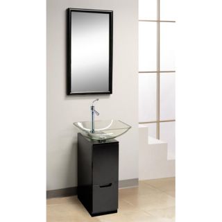 Dreamline DL8151M17BK Bathroom Vanity, WallMounted Wood Vanity, Mirror and Glass Sink Combo Black