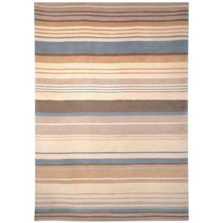 Hand knotted Lexington Stripes Beige/ Blue Wool Rug (4 X 6)