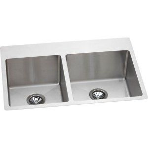 Elkay EFRTUO332210L4 Avado Slim Rim Universal Mount Double Bowl Kitchen Sink, St