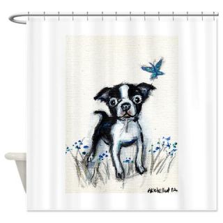  Boston Terrier pup butterfly Shower Curtain  Use code FREECART at Checkout