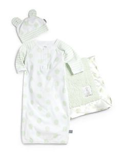 Little Giraffe Infants Three Piece Lollipop Gown, Cap & Blanket Set   Light Gre