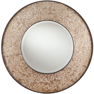 Elouise Antiqued Silver Tone Round Wall Mirror