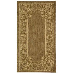 Indoor/ Outdoor Abaco Brown/ Natural Rug (2 X 37) (BrownPattern BorderMeasures 0.25 inch thickTip We recommend the use of a non skid pad to keep the rug in place on smooth surfaces.All rug sizes are approximate. Due to the difference of monitor colors, 