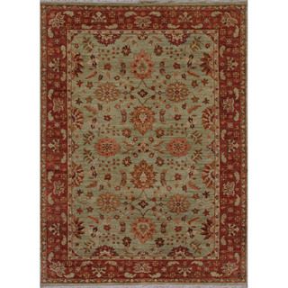 Hand knotted Green/ Red Oriental Pattern Wool Rug (2 X 3)