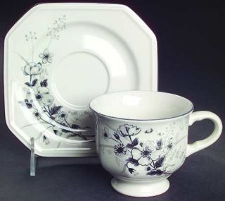 Mikasa Tender Touch Footed Cup & Saucer Set, Fine China Dinnerware   Continental
