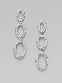 Adriana Orsini Crystal Encrusted Oval Drop Earrings   Silver
