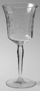 Unknown Crystal Unk6580 Water Goblet   Clear,Cut Floral,Bulbous Stem,No Trim