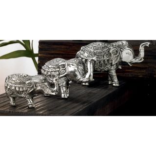 Handmade Cast Aluminum Elephant Figurines Set (set Of 3)
