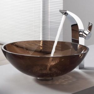Kraus C GV 103 12mm 14700CH Exquisite Illusio Clear Brown Glass Vessel Sink and